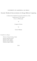 Cover page: Dynamic workload characterization for energy efficient computing