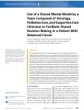 Cover page: Use of a Shared Mental Model by a Team Composed of Oncology, Palliative Care, and Supportive Care Clinicians to Facilitate Shared Decision Making in a Patient With Advanced Cancer