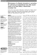 Cover page: Effectiveness of a lifestyle intervention in promoting the well-being of independently living older people: results of the Well Elderly 2 Randomised Controlled Trial