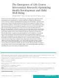 Cover page: The Emergence of Life Course Intervention Research: Optimizing Health Development and Child Well-Being.