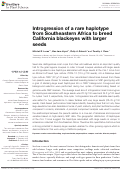 Cover page: Introgression of a rare haplotype from Southeastern Africa to breed California blackeyes with larger seeds.