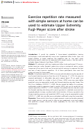 Cover page: Exercise repetition rate measured with simple sensors at home can be used to estimate Upper Extremity Fugl-Meyer score after stroke.