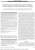 Cover page: Financial Incentives, Quality Improvement Programs, and the Adoption of Clinical Information Technology