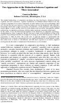 Cover page: Two Approaches to the Distinction between Cognition and ‘Mere Association’
