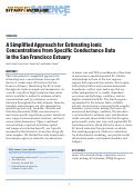 Cover page: A Simplified Approach for Estimating Ionic Concentrations from Specific Conductance Data  in the San Francisco Estuary