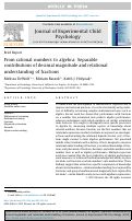 Cover page: From rational numbers to algebra: separable contributions of decimal magnitude and relational understanding of fractions.