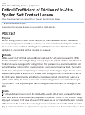 Cover page: Critical Coefficient of Friction of In-Vitro Spoiled Soft Contact Lenses