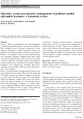 Cover page: Operative versus non-operative management of pediatric medial epicondyle fractures: a systematic review