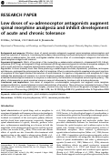 Cover page: Low doses of α2‐adrenoceptor antagonists augment spinal morphine analgesia and inhibit development of acute and chronic tolerance