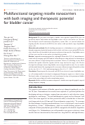 Cover page: Multifunctional targeting micelle nanocarriers with both imaging and therapeutic potential for bladder cancer