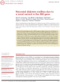 Cover page: Neonatal diabetes mellitus due to a novel variant in the INS gene