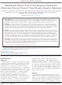 Cover page: Randomized Clinical Trial of an Emergency Department Observation Syncope Protocol Versus Routine Inpatient Admission