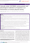 Cover page: Colorado stride (COSTRIDE): testing genetic and physiological moderators of response to an intervention to increase physical activity