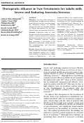 Cover page: Therapeutic alliance in two treatments for adults with severe and enduring anorexia nervosa