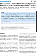 Cover page: Identification of Common Blood Gene Signatures for the Diagnosis of Renal and Cardiac Acute Allograft Rejection