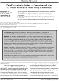 Cover page: Pain Perception in Latino vs. Caucasian and Male vs. Female Patients: Is There Really a Difference?