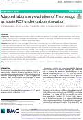 Cover page: Adapted laboratory evolution of Thermotoga sp. strain RQ7 under carbon starvation