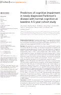 Cover page: Predictors of cognitive impairment in newly diagnosed Parkinson's disease with normal cognition at baseline: A 5-year cohort study.