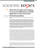 Cover page: Real-time microstructure imaging by Laue microdiffraction: A sample application in laser 3D printed Ni-based superalloys