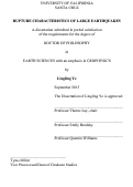 Cover page: Rupture Characteristics of Large Earthquakes