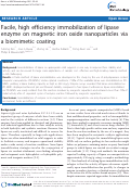 Cover page: Facile, high efficiency immobilization of lipase enzyme on magnetic iron oxide nanoparticles via a biomimetic coating