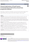 Cover page: Clinical implications of head trauma in frontotemporal dementia and primary progressive aphasia