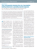 Cover page: Toxic environmental chemicals: the role of reproductive health professionals in preventing harmful exposures