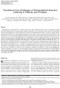 Cover page: Transitional Care Challenges of Rehospitalized Veterans: Listening to Patients and Providers