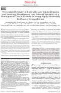 Cover page: Personalized Estimate of Chemotherapy-Induced Nausea and Vomiting