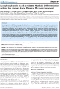 Cover page: Lysophosphatidic Acid Mediates Myeloid Differentiation within the Human Bone Marrow Microenvironment