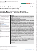 Cover page: An in vitro study of canine cryopoor plasma to correct vitamin K–dependent coagulopathy in dogs