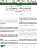 Cover page: Does Sodium Knowledge Affect Dietary Choices and Health Behaviors? Results From a Survey of Los Angeles County Residents