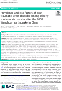 Cover page: Prevalence and risk factors of post-traumatic stress disorder among elderly survivors six months after the 2008 Wenchuan earthquake in China