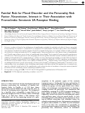 Cover page: Familial Risk for Mood Disorder and the Personality Risk Factor, Neuroticism, Interact in Their Association with Frontolimbic Serotonin 2A Receptor Binding