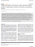 Cover page: Conditional deletion of Neurexin-2 alters neuronal network activity in hippocampal circuitries and leads to spontaneous seizures.