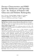 Cover page: Practice characteristics and HMO enrollee satisfaction with specialty care: an analysis of patients with glaucoma and diabetic retinopathy.