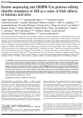 Cover page: Exome sequencing and CRISPR/Cas genome editing identify mutations of ZAK as a cause of limb defects in humans and mice