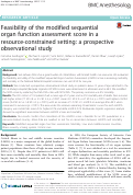 Cover page: Feasibility of the modified sequential organ function assessment score in a resource-constrained setting: a prospective observational study