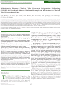 Cover page: Alzheimer's Disease Clinical Trial Research Adaptation Following COVID-19 Pandemic Onset: National Sample of Alzheimer's Clinical Trial Consortium Sites.