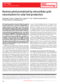 Cover page: Bacteria photosensitized by intracellular gold nanoclusters for solar fuel production