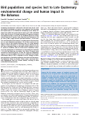 Cover page: Bird populations and species lost to Late Quaternary environmental change and human impact in the Bahamas