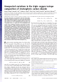 Cover page: Unexpected variations in the triple oxygen isotope composition of stratospheric carbon dioxide.