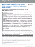 Cover page: Person-centered maternity care and postnatal health: associations with maternal and newborn health outcomes