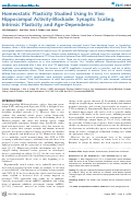 Cover page: Homeostatic Plasticity Studied Using In Vivo Hippocampal Activity-Blockade: Synaptic Scaling, Intrinsic Plasticity and Age-Dependence
