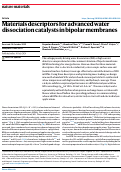 Cover page: Water-Dissociation Catalysis Near the Reversible Limit in Bipolar Membrane Electrolyzers