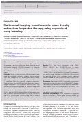 Cover page: Multimodal imaging-based material mass density estimation for proton therapy using supervised deep learning.