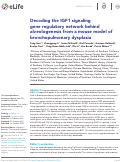 Cover page: Decoding the IGF1 signaling gene regulatory network behind alveologenesis from a mouse model of bronchopulmonary dysplasia