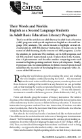 Cover page: Their Words and Worlds: English as a Second Language Students in Adult Basic Education Literacy Programs