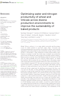 Cover page: Optimizing water and nitrogen productivity of wheat and triticale across diverse production environments to improve the sustainability of baked products