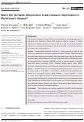 Cover page: Does the Geriatric Depression Scale measure depression in Parkinson's disease?